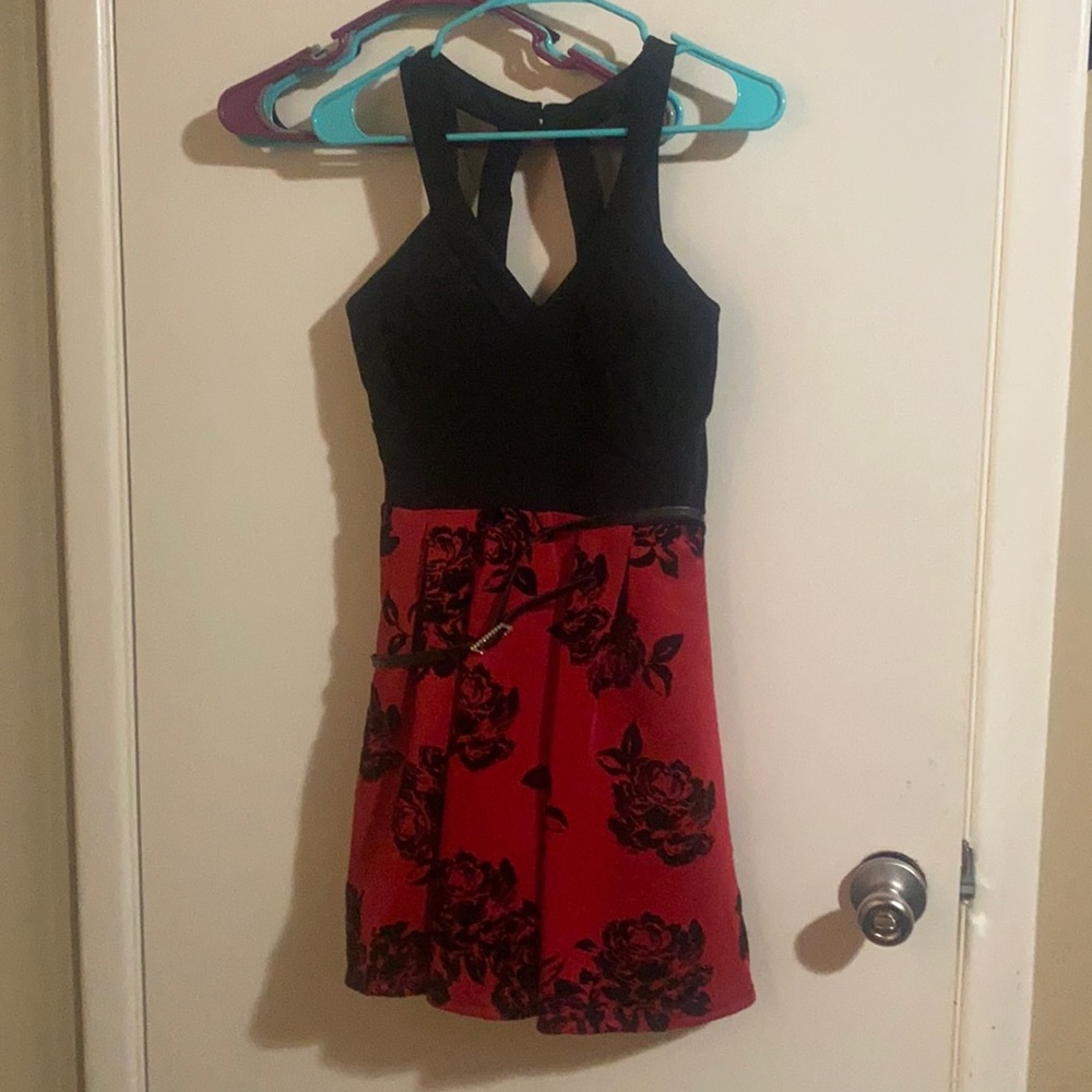 Red and black dress